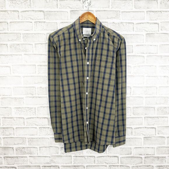 SATURDAYS Surf NYC Men's Button Down Shirt Green Blue Check Size Medium - Picture 1 of 6
